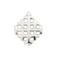 Sterling Silver Jerusalem  Pendant  (3/4") with 18" chain - Unique Catholic Gifts