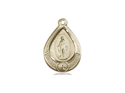 14kt Gold Filled Miraculous Pendant on a 18 inch Gold Filled Light Curb Chain - Unique Catholic Gifts