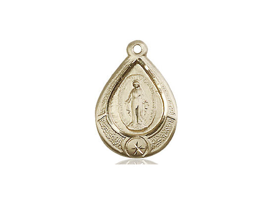 14kt Gold Filled Miraculous Pendant on a 18 inch Gold Filled Light Curb Chain - Unique Catholic Gifts