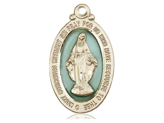 14kt Gold Filled Miraculous Pendant on a 24 inch Gold Plate Heavy Curb Chain - Unique Catholic Gifts