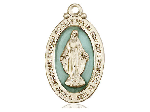 14kt Gold Filled Miraculous Pendant on a 24 inch Gold Plate Heavy Curb Chain - Unique Catholic Gifts