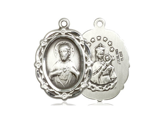 Sterling Silver Scapular Pendant on a 18 inch Sterling Silver Light Curb Chain - Unique Catholic Gifts