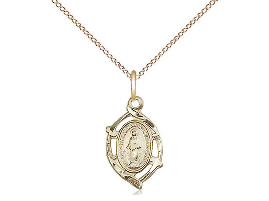 14kt Gold Filled Miraculous Pendant on a 18 inch Gold Filled Light Curb Chain - Unique Catholic Gifts