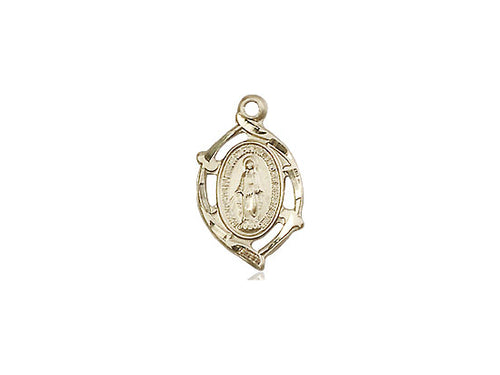 14kt Gold Filled Miraculous Pendant on a 18 inch Gold Filled Light Curb Chain - Unique Catholic Gifts