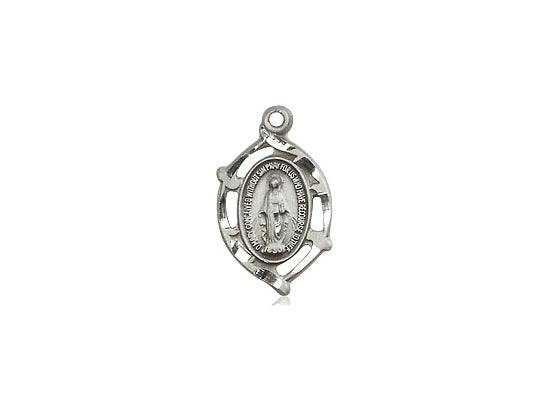 Sterling Silver Miraculous Pendant on a 18 inch Sterling Silver Light Curb Chain. - Unique Catholic Gifts
