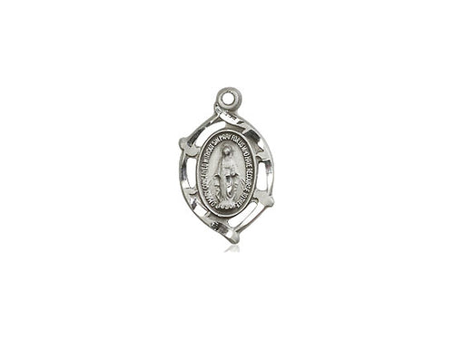 Sterling Silver Miraculous Pendant on a 18 inch Sterling Silver Light Curb Chain. - Unique Catholic Gifts