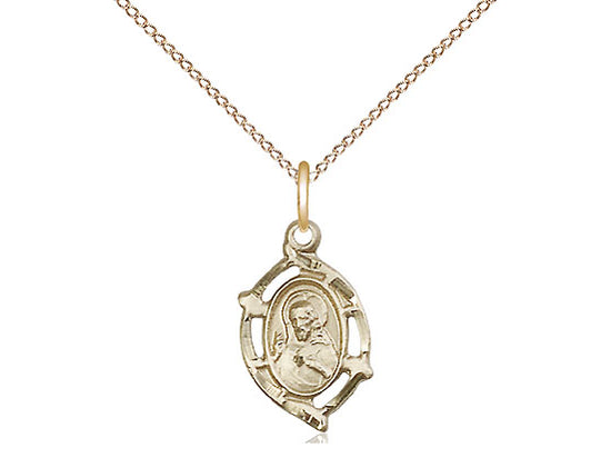 14kt Gold Filled Scapular Pendant on a 18 inch Gold Filled Light Curb Chain. - Unique Catholic Gifts