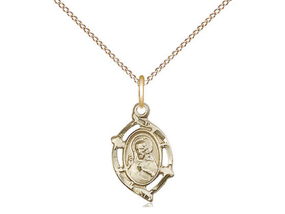 14kt Gold Filled Scapular Pendant on a 18 inch Gold Filled Light Curb Chain. - Unique Catholic Gifts