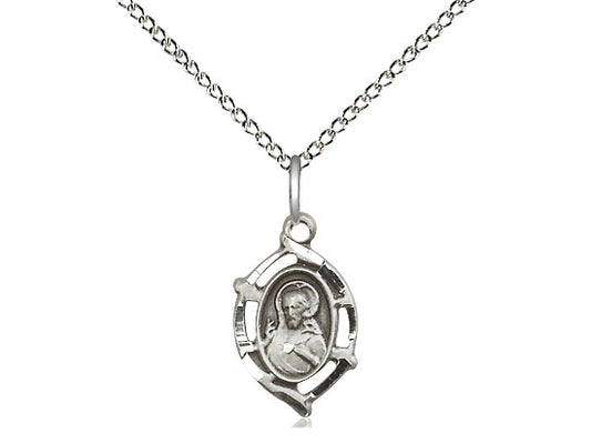 Sterling Silver Scapular Pendant on a 18 inch Sterling Silver Light Curb Chain - Unique Catholic Gifts