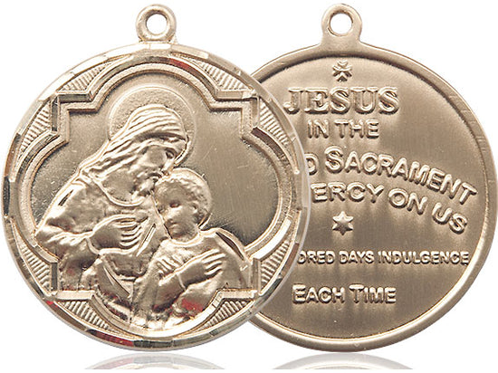 14kt Gold Filled Blessed Sacrament Pendant on a 24 inch Gold Plate Heavy Curb Chain - Unique Catholic Gifts