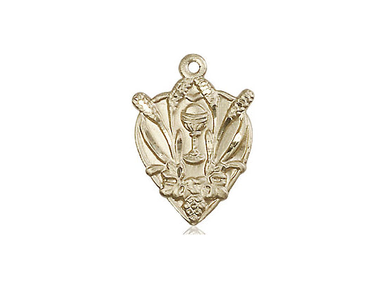 14kt Gold Filled Communion Pendant on a 18 inch Gold Filled Light Curb Chain - Unique Catholic Gifts