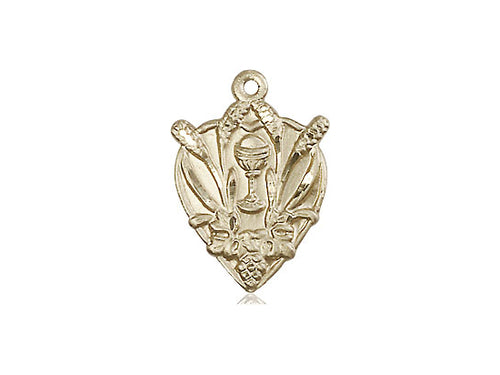 14kt Gold Filled Communion Pendant on a 18 inch Gold Filled Light Curb Chain - Unique Catholic Gifts