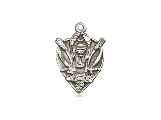 Sterling Silver Communion Pendant on a 18 inch Sterling Silver Light Curb Chain - Unique Catholic Gifts