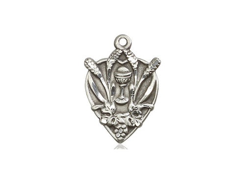Sterling Silver Communion Pendant on a 18 inch Sterling Silver Light Curb Chain - Unique Catholic Gifts