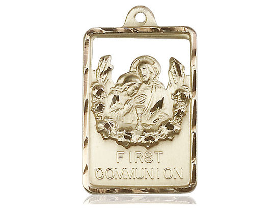 14Kt Gold Filled Communion / First Reconciliation on a 24 inch Gold Plate Heavy Curb Chain - Unique Catholic Gifts