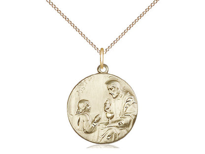14kt Gold Filled Christ & Child Pendant on a 18 inch Gold Filled Light Curb Chain - Unique Catholic Gifts