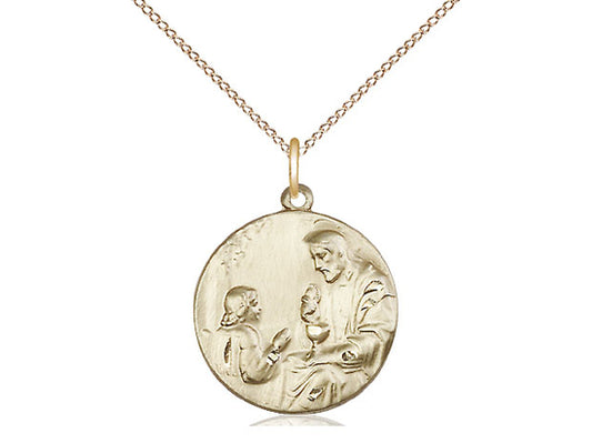 14kt Gold Filled Christ & Child Pendant on a 18 inch Gold Filled Light Curb Chain - Unique Catholic Gifts