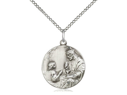 Sterling Silver Christ & Child Pendant on a 18 inch Sterling Silver Light Curb Chain - Unique Catholic Gifts