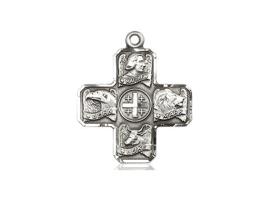 Sterling Silver Evangelist Pendant on a 18 inch Sterling Silver Light Curb Chain - Unique Catholic Gifts