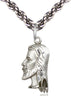 Sterling Silver Christ Head Pendant on a Sterling Silver Light Curb Chain - Unique Catholic Gifts