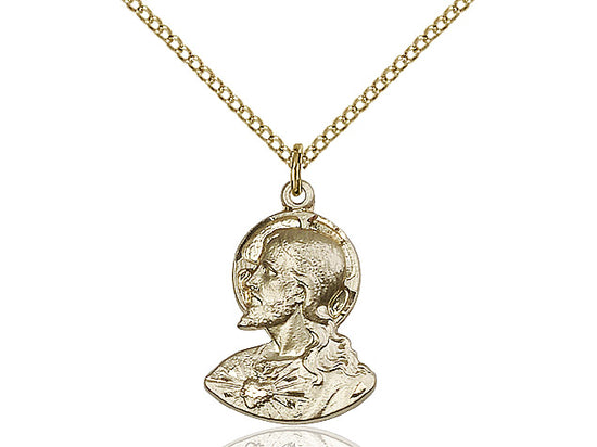 14kt Gold Filled Head of Christ Pendant on a 18 inch Gold Filled Light Curb Chain - Unique Catholic Gifts
