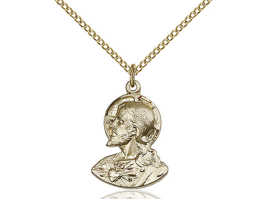 14kt Gold Filled Head of Christ Pendant on a 18 inch Gold Filled Light Curb Chain - Unique Catholic Gifts