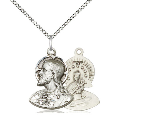 Sterling Silver Head of Christ Pendant on a 18 inch Sterling Silver Light Curb Chain - Unique Catholic Gifts