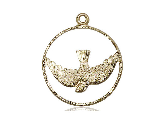 14kt Gold Filled Holy Spirit Pendant on a 24 inch Gold Plate Heavy Curb Chain - Unique Catholic Gifts