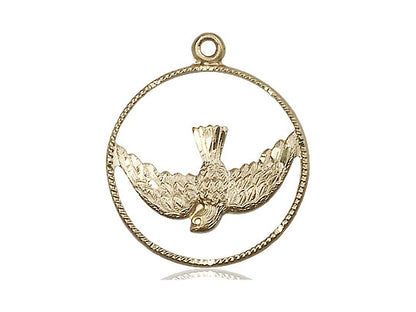 14kt Gold Filled Holy Spirit Pendant on a 24 inch Gold Plate Heavy Curb Chain - Unique Catholic Gifts