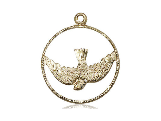14kt Gold Filled Holy Spirit Pendant on a 24 inch Gold Plate Heavy Curb Chain - Unique Catholic Gifts