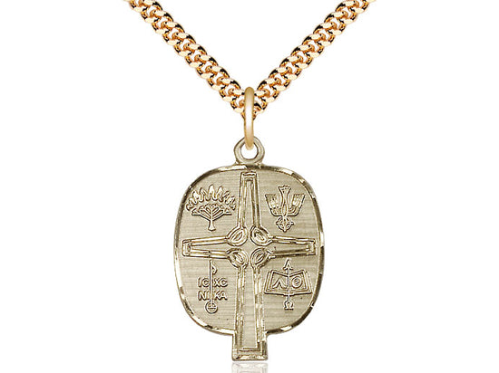 14kt Gold Filled Presbyterian Pendant on a 24 inch Gold Plate Heavy Curb Chain - Unique Catholic Gifts