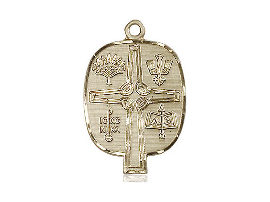 14kt Gold Filled Presbyterian Pendant on a 24 inch Gold Plate Heavy Curb Chain - Unique Catholic Gifts