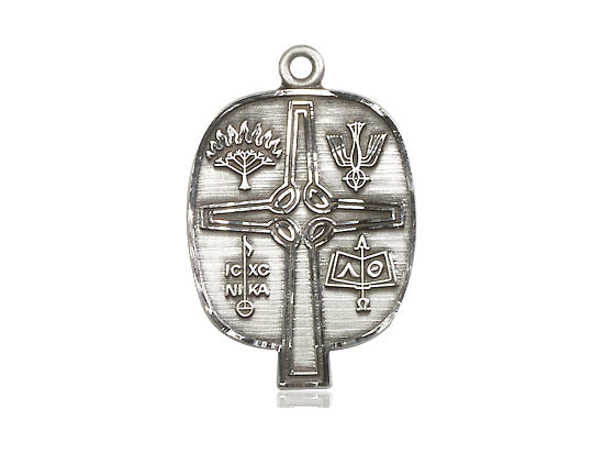 Sterling Silver Presbyterian Pendant on a 24 inch Light Rhodium Heavy Curb Chain - Unique Catholic Gifts