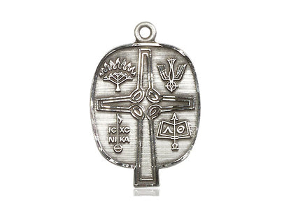 Sterling Silver Presbyterian Pendant on a 24 inch Light Rhodium Heavy Curb Chain - Unique Catholic Gifts