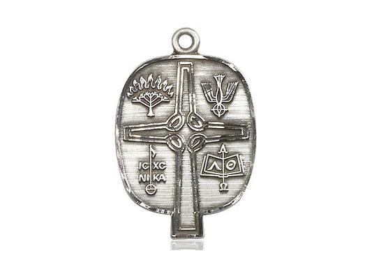 Sterling Silver Presbyterian Pendant on a 24 inch Light Rhodium Heavy Curb Chain - Unique Catholic Gifts