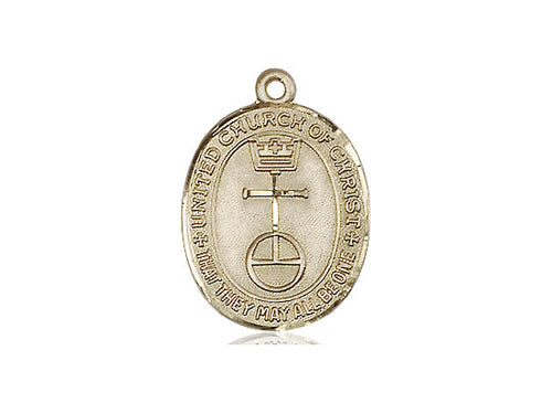 14kt Gold Filled United Church of Christ Pendant on a 18 inch Gold Filled Light Curb Chain - Unique Catholic Gifts