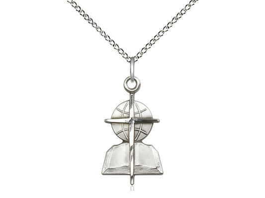 Sterling Silver Southern Baptist Pendant on a 18 inch Sterling Silver Light Curb Chain - Unique Catholic Gifts