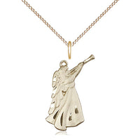 14kt Gold Filled Guardian Angel Pendant on a 18 inch Gold Filled Light Curb Chain - Unique Catholic Gifts