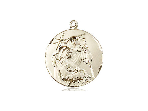 14kt Gold Filled Holy Family Pendant on a 18 inch Gold Filled Light Curb Chain - Unique Catholic Gifts