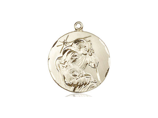 14kt Gold Filled Holy Family Pendant on a 18 inch Gold Filled Light Curb Chain - Unique Catholic Gifts