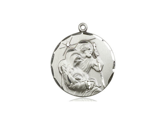 Sterling Silver Holy Family Pendant on a 18 inch Sterling Silver Light Curb Chain - Unique Catholic Gifts