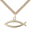 14kt Gold Filled Fish Pendant on a Gold Filled Curb Chain - Unique Catholic Gifts