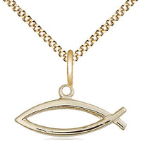 14kt Gold Filled Fish Pendant on a Gold Filled Curb Chain - Unique Catholic Gifts