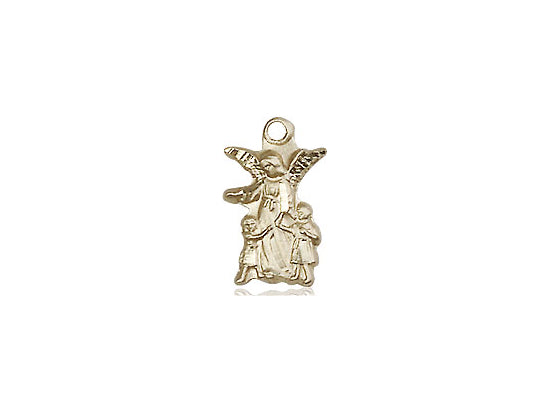 14kt Gold Filled Guardian Angel Pendant on a 18 inch Gold Filled Light Curb Chain - Unique Catholic Gifts