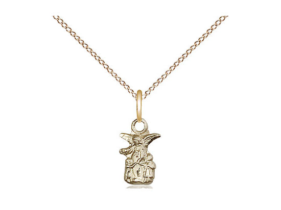 14kt Gold Filled Littlest Angel Pendant on a 18 inch Gold Filled Light Curb Chain - Unique Catholic Gifts
