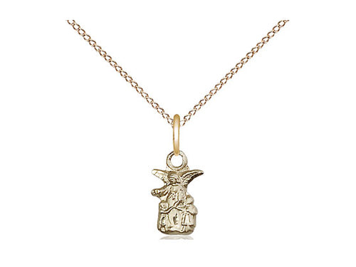 14kt Gold Filled Littlest Angel Pendant on a 18 inch Gold Filled Light Curb Chain - Unique Catholic Gifts