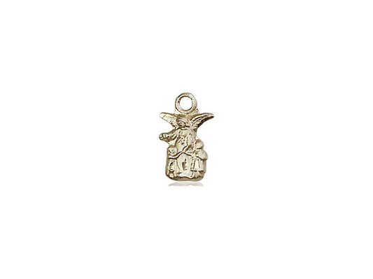14kt Gold Filled Littlest Angel Pendant on a 18 inch Gold Filled Light Curb Chain - Unique Catholic Gifts