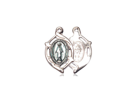 Sterling Silver Miraculous Pendant on a 18 inch Sterling Silver Light Curb Chain - Unique Catholic Gifts