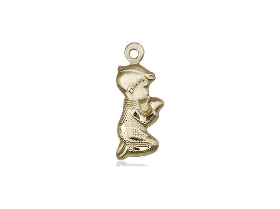 14kt Gold Filled Praying Boy Pendant on a 18 inch Gold Filled Light Curb Chain - Unique Catholic Gifts