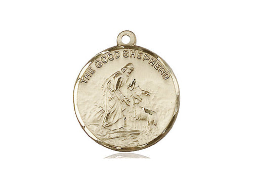 14kt Gold Filled Good Shepherd Pendant on a 18 inch Gold Filled Light Curb Chain - Unique Catholic Gifts
